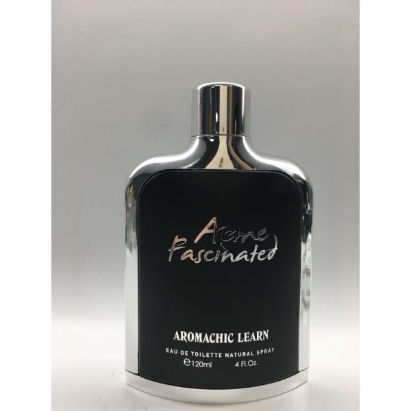 120ml Flat Shape Luxury Perfume Bottles Black Color Silver Metal Frame OEM