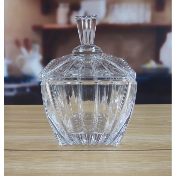 Square Optic Stripes Glass Storage Jars For Candy