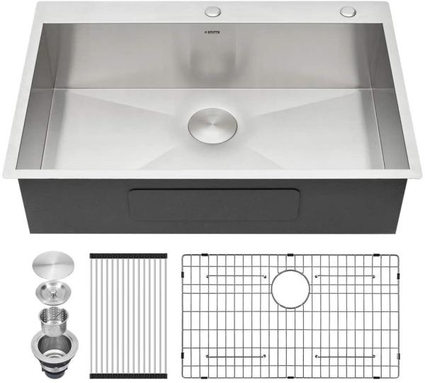 Quality 30x22 Drop In Top Mount Stainless Steel Kitchen Sink Basin for sale