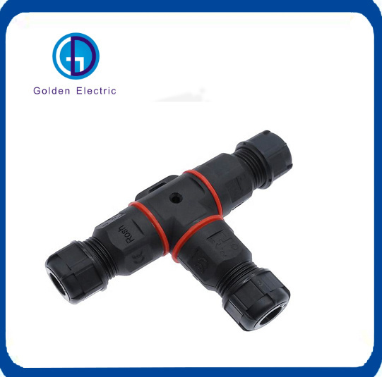 T Shape 3 Pin 250V 24A IP68 Waterproof Connector Cable Wire Gland Sleeve Connector Quick Connect Waterproof Connector