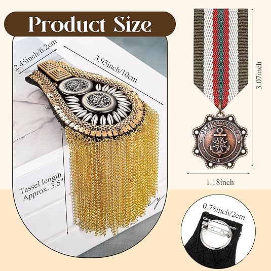 Blazer Shoulder Epaulets Tassel Chain Epaulet Punk Fringe Shoulder Badge Epaulet/Kpop Fringed/Tassel Metal Punk Shoulder Epaulette/Dpikes Brooch