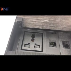 Clamshell hidden table mounted socket box for office table
