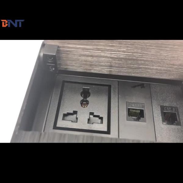 Clamshell hidden table mounted socket box for office table