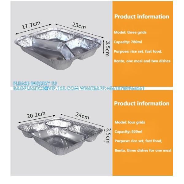 3 Compartment Aluminium Foil Food Container With Clear Dome Lid Custom Alu Foil Containers Disposable Tableware