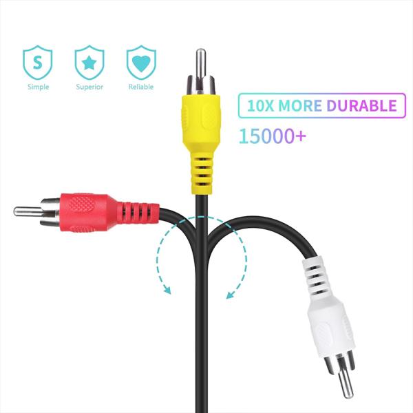 6ft RCA AV Cable 3-Piece Composite Video Audio for TVs DVD Players