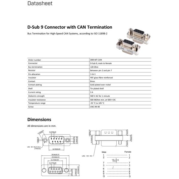 DB9 to CAN Bus Interface Adapter With Pin-2 Pin-7 120 Ohm Resistance For Vehicle Diagnostic Analysis