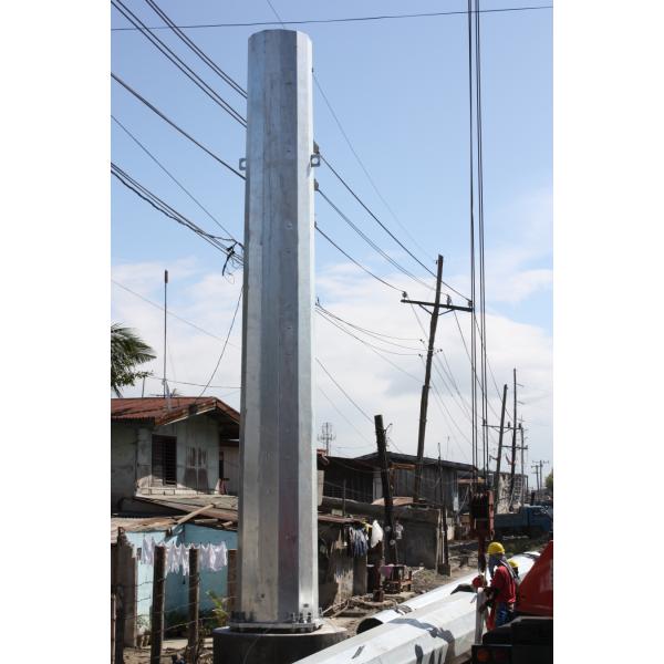 Flange Connected Single Circuit Steel Power Pole Power Distribution Poles