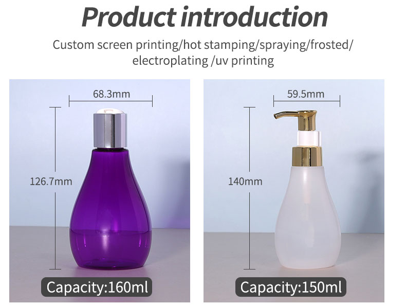 150ml 160ml PET Spray Bottles Luxury Flat Shoulder Bottle For Shampoo Conditioner Shower Gel