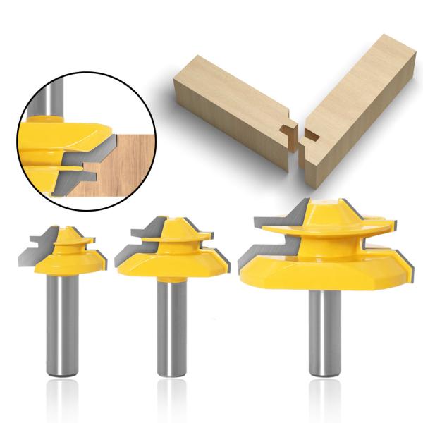 45 Degree Lock Miter Router Bit Woodwork Cutter Tool 1/2 Inch Shank Milling Cutter Wood Furniture Engraving Carving Tools