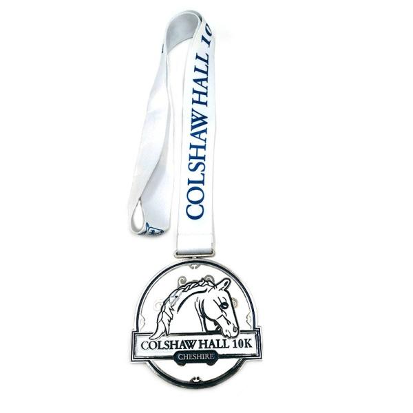 Red Ribbon Custom Metal Medals And Awards with national flags