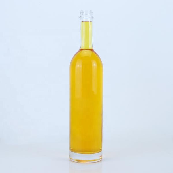 Custom Logo 700ml 750ml High Flint Round Shape Glass Bottle with Screw Top Finish