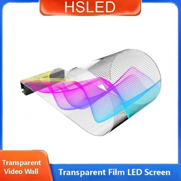 Quality Transparent Led Film Display on Window Flexible Transparent Video Wall for sale