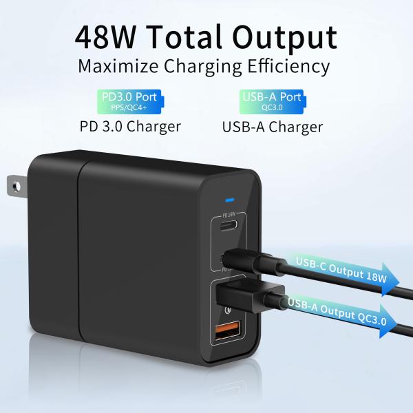 4 Ports 48W USB Type C Wall Charger PD3.0 PPS QC3.0 PE Portable Travel For Phone