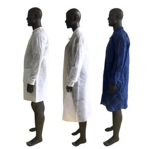 China Anti Static Kimono Disposable Lab Coat PP SMS White Blue Green wholesale