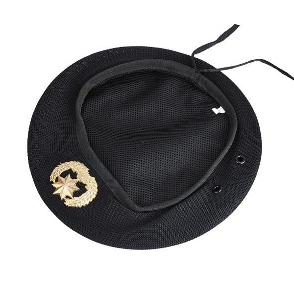 OEM Classic Beret With Breathable Mesh Fabric Embroidered Patch Logo Security Cap For Honor Guard