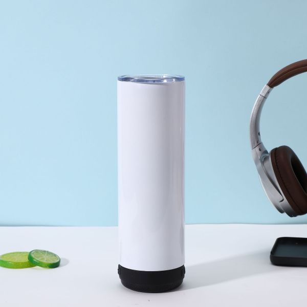 Skinny Straight 20oz Wireless Stainless Steel Smart Music Tumbler For Sublimation With Smart Speaker For Travel