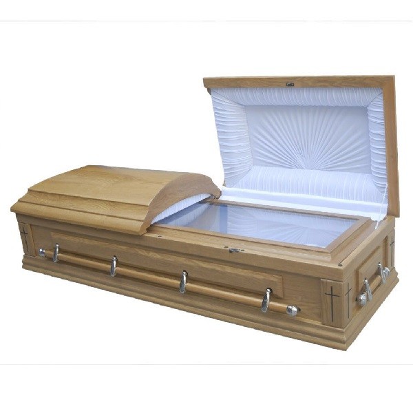 CIQ Certificate Funeral Coffin / Wood Caskets With Lining And Lid Lining