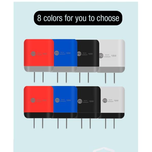 2 Ports USB C PD Wall Charger , QC 3.0 18W USB Type C Wall Adapter For IPhone 12