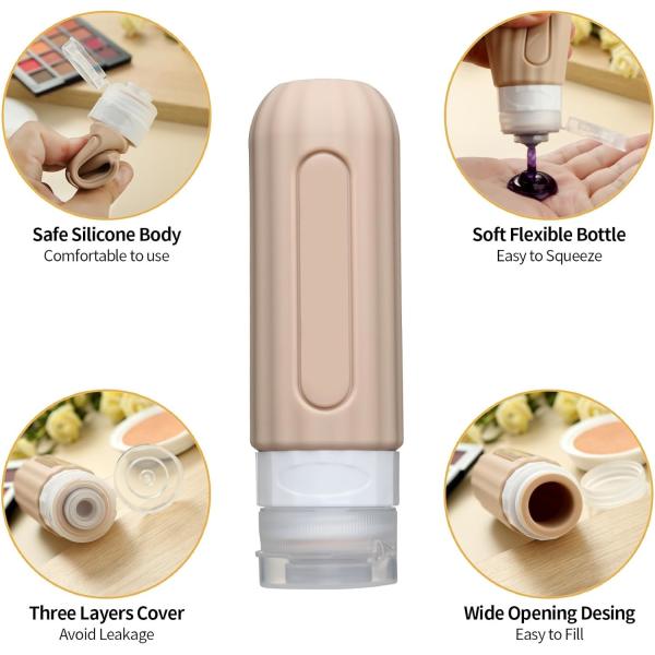 16-Piece Silicone Travel Bottle Set 90ml 60ml 30ml TSA-Approved