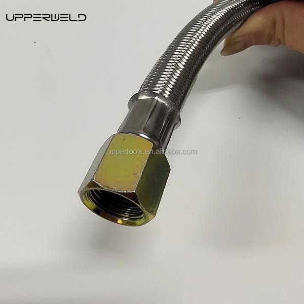 5ft Red and Silver Propane Stainless Steel Braided Camper Tank LPG Gas Hose with Gauge