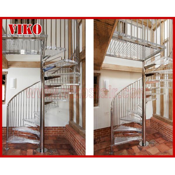 Spiral StaircaseVH33S Tread Glass Aluminum Baluster Stair Curved Glass Handrail 304 Stainless Steel