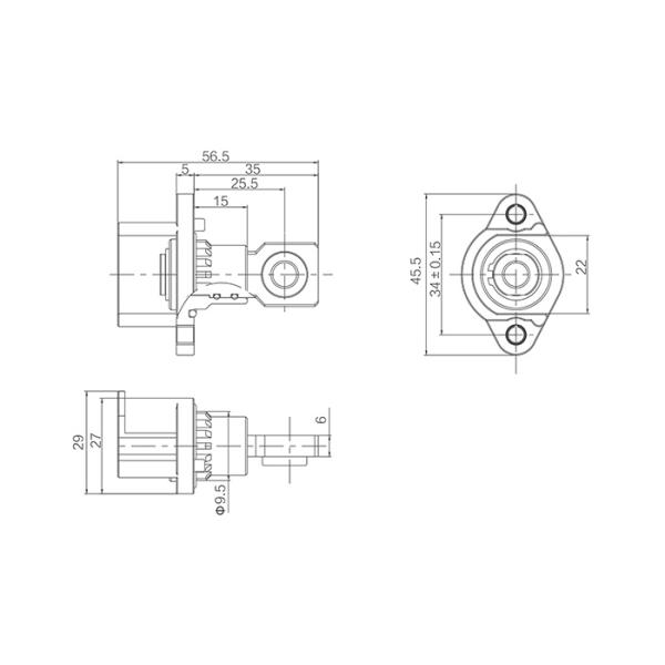 250A 1 Pin M8 Battery High Voltage High Current Connectors Motor Controller