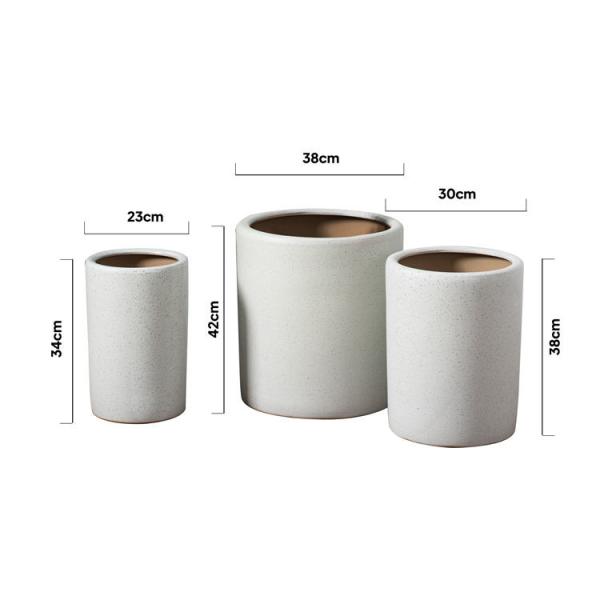 The Latest Design Reliable Hotel Outdoor Corridor Decoration Cylinder Flower Pots White Large Ceramic Pots Planter