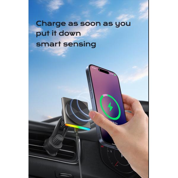 Q2 Wireless Charger For Car Sound Pickup Function 9-Color RGB Light Effect Projection Ambient Lamp Fast Charging
