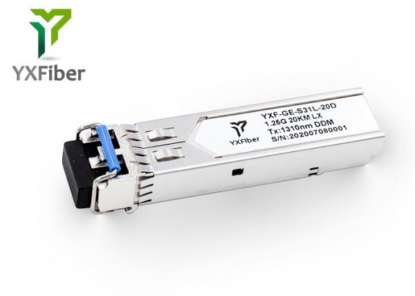 Quality 1.25G SFP-LX Dual 20km 1310nm DDM Dom LC Connector single mode fiber sfp transceiver module for sale