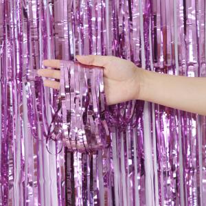 China Purple Metallic Backdrop Curtain 6.5*3ft Party Curtains Backdrop wholesale