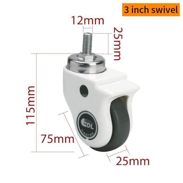 Light Duty Medical Caster Wheels 3 Inch 75mm Medical Device Caster E373-57