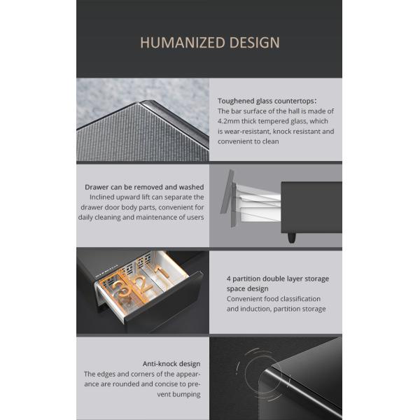 Black Modern Multifunction LED Coffee Table with 135L Refrigerator and Phone Charger