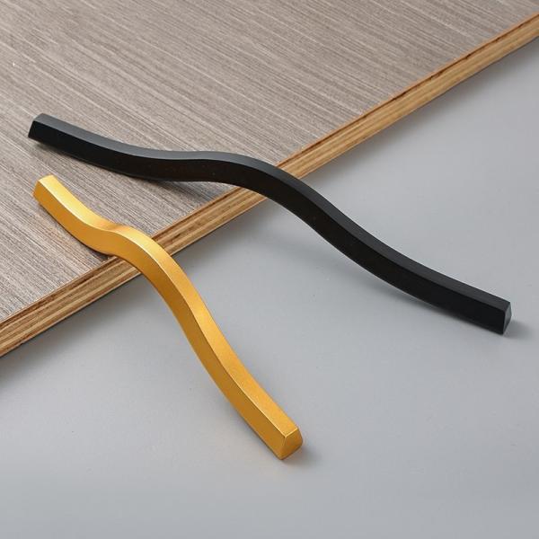 Quality 600mm Aluminum Cabinet / Drawer Handles Contemporary Gold Wave for sale