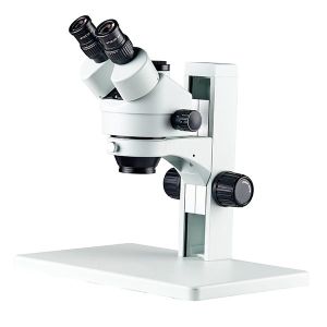 China Trinocular stereo zoom microscope track stand flate base wholesale