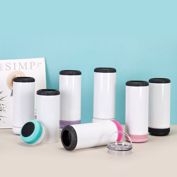 Stainless Steel Sublimation Speaker Tumbler Blank With Double Lids Custom 16 Oz Skinny Sublimation Tumbler