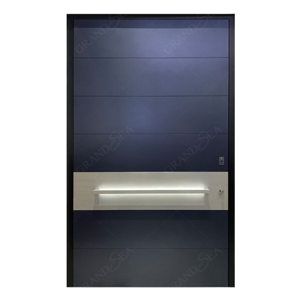 Hurricane Custom Villa Big Luxury Black Solid Wood Entry Modern Stainless Steel Front Entrance Cedar Pivot Door