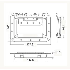 Large Recessed flip handle. Double sprung. MS-H1802Z