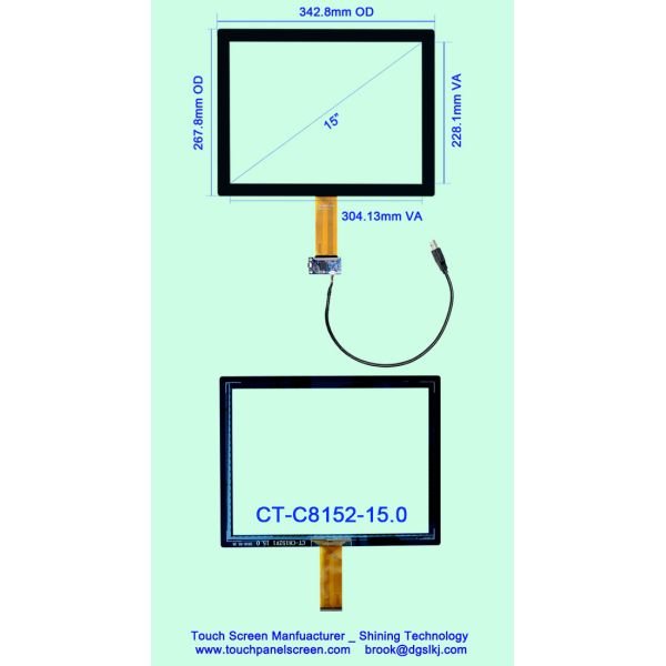 15" Multi Capacitive Touch Screen Panel With USB Interface For EPoS , Computing , Panel PCs