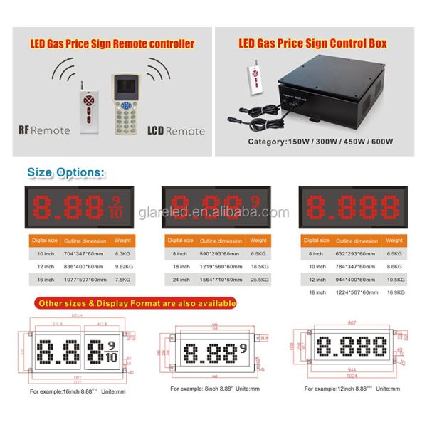 LED Digital Gas Pricer Sign for Gas Station Brightness 6000cd Waterproof level IP65