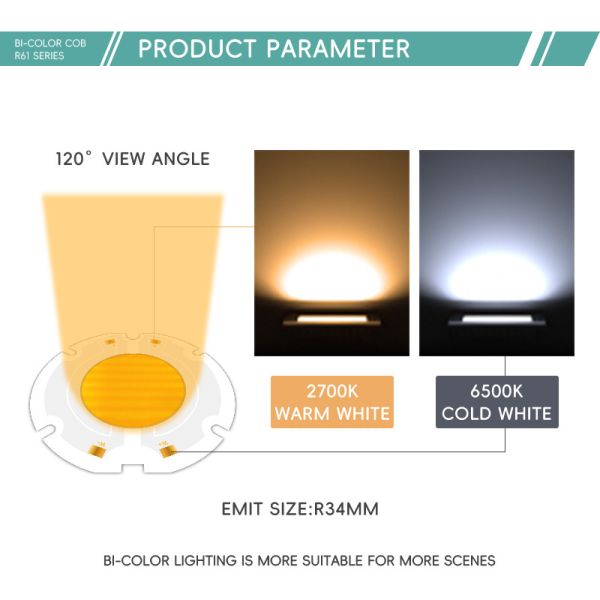 high power 200W 6060 led cob chip bi color chip for photography light