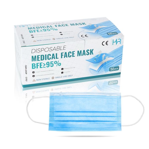 3 Layer Disposable Earloop Face Mask For Dust / Germ / Virus Prevention