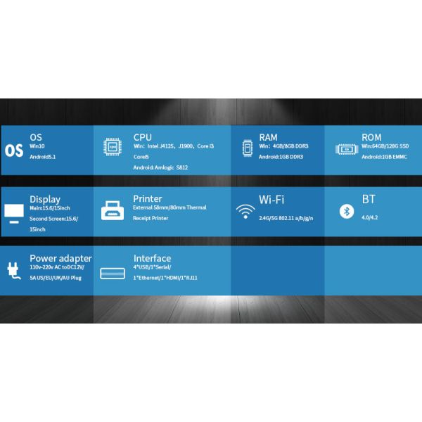 15.6 Inches Customer Display All in One Cash Register Bill Receipt Thermal Printer