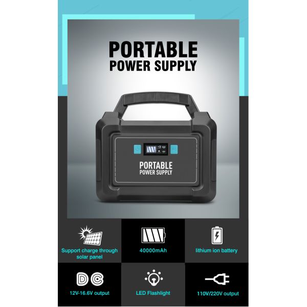 Home Fast Charging Portable Power Station 40ah 150W Mini Solar System Generator