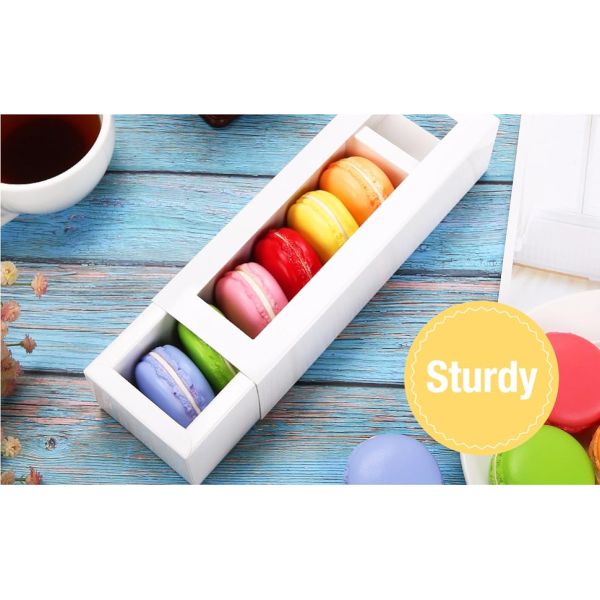 6 Macaron Boxes, Macaron Gift Box for 6 Macaron Packaging Boxes with Clear Window