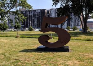 China Number 5 Garden Decor Corten Steel Sculpture For Outdoor , Corrosion Stability wholesale