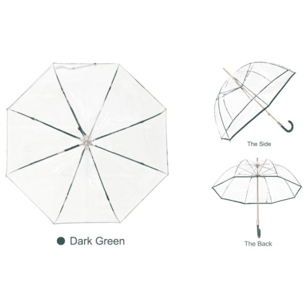 PVC Clear Windproof Straight Handle Umbrella Acrylic Handle