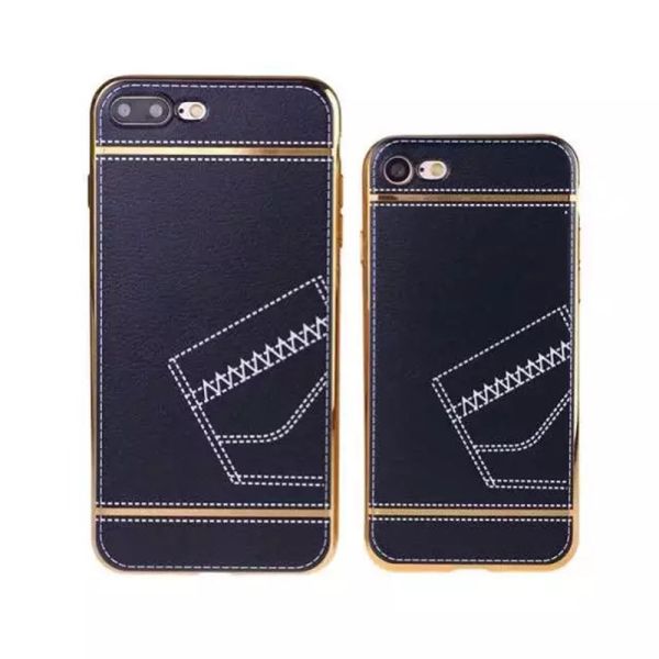 Soft TPU Electroplating Classic Striae Gold Frame Back Cover Cell Phone Case For iPhone 7 7 Plus