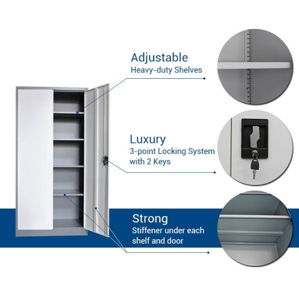 Office Furniture Metal Filing Cupboard 4 Adjustable Shelf File Cabinet
