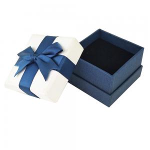 China Standing Blue Jewelry Earring Gift Boxes Luxury Jewelry Box With Satin Ribbon on sale