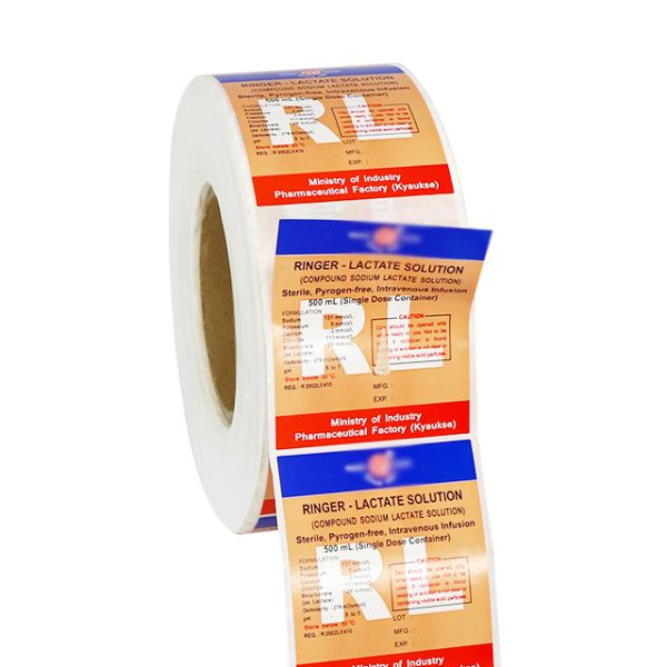 40mm Patterned Vinyl Sticker Roll Pharmaceutical Colorful Adhesive Label